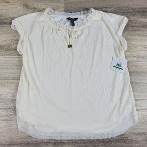 Ellen Tracy Top Women's Size L Large Cream Sleeveless Canglo 100% Polyester